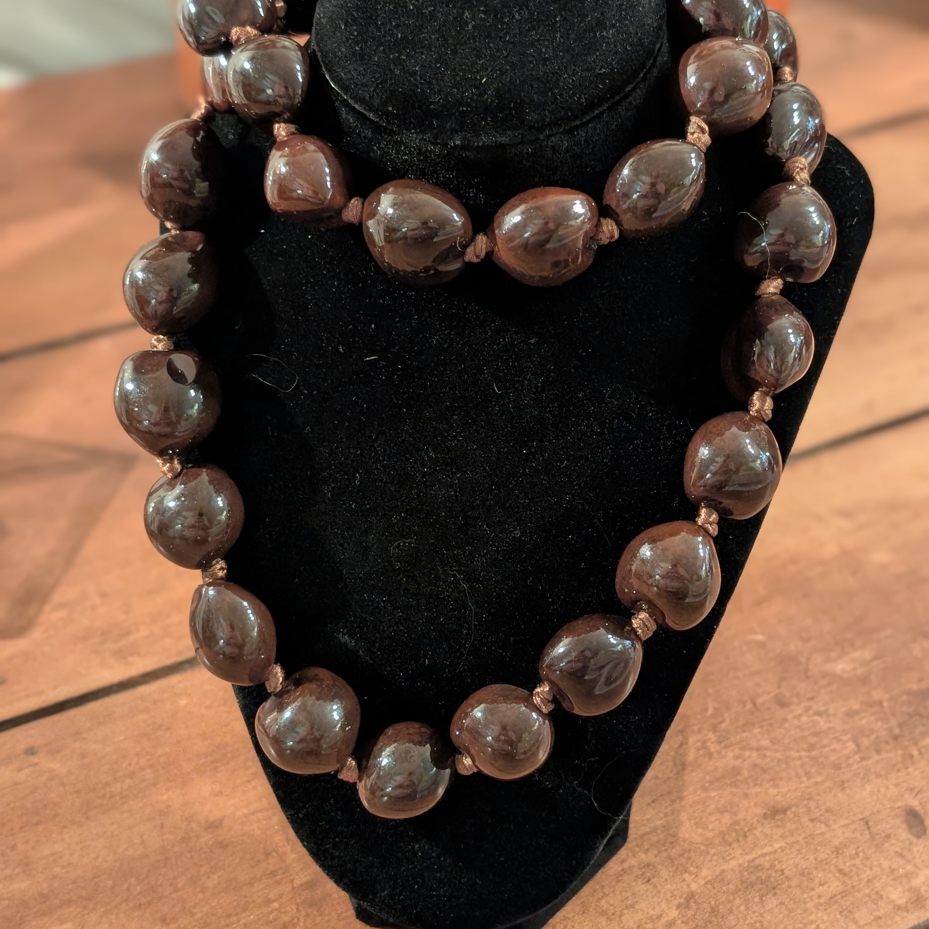 Elegant Brown Beaded Necklace Set